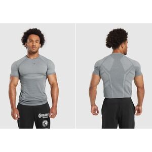 Gymshark Elite Seamless Shirt Gray Grey Muscle Men XL X-Large Fitted Lifting Gym